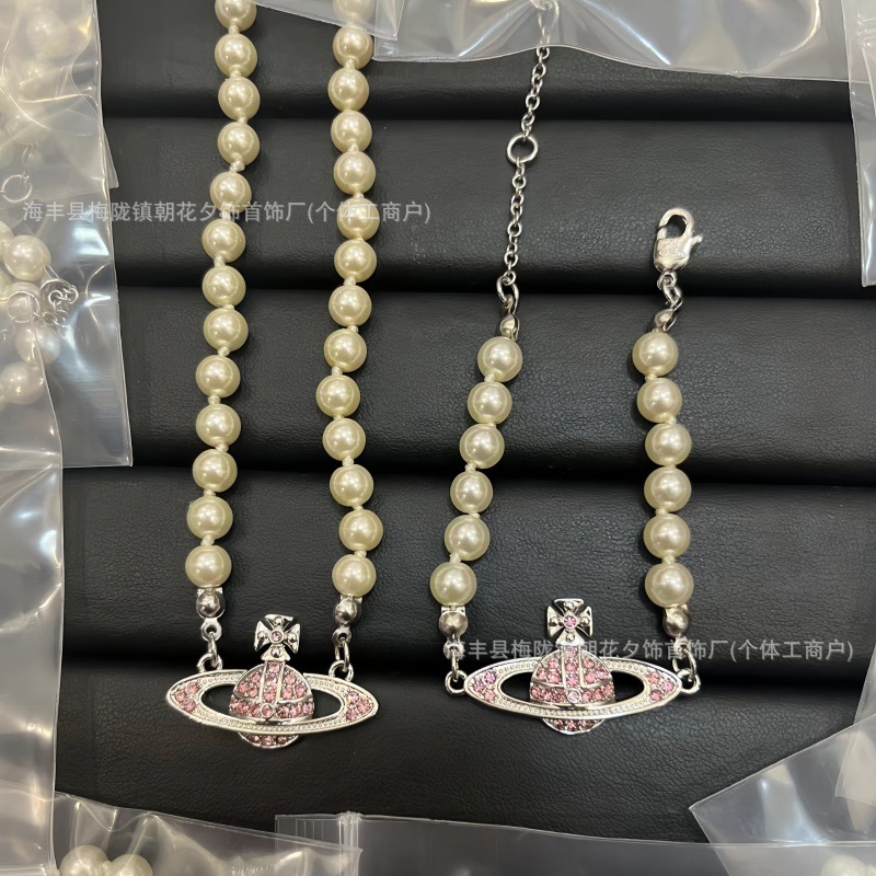 Classic Vivienne Westwood Saturn Pearl Necklace, High-End Version, Full Diamond Inlay, Swarovski Glass Pearl Chain, Women's Style, Nana's Style - Image 12