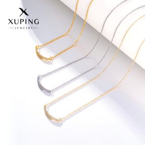 Xuping Fashionable and Simple Artificial Gemstone Smiley Face Necklace, Niche Design, Elegant and Temperamental Copper Alloy Necklace Wholesale for Women