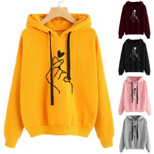 2024 Fall/Winter AliExpress eBay Amazon Apparel Loose Casual Printed Heart-Shaped Hooded Sweatshirt/Jacket