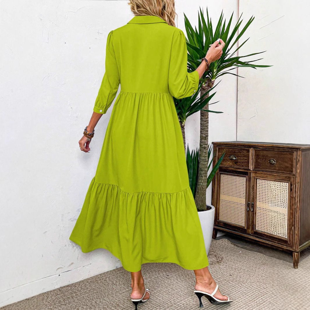 2026 Spring/Autumn New Style Women's Shirt Dress, Elegant, Fashionable, Casual, Lapel, Full Skirt - Image 2