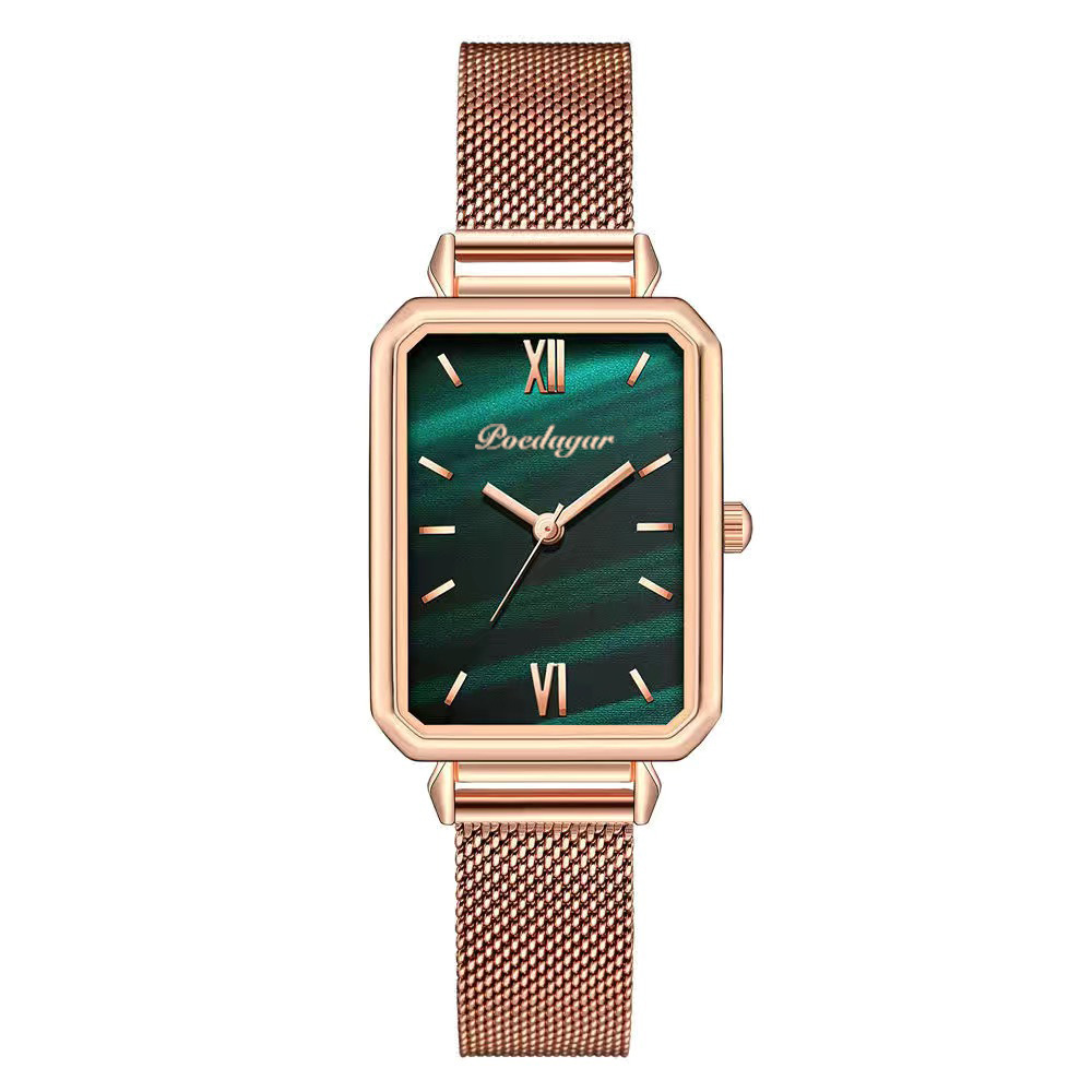 Small green watch vibrato live explosion style Swiss brand square ladies watch student Korean version of quartz watch one piece on behalf of - Image 3