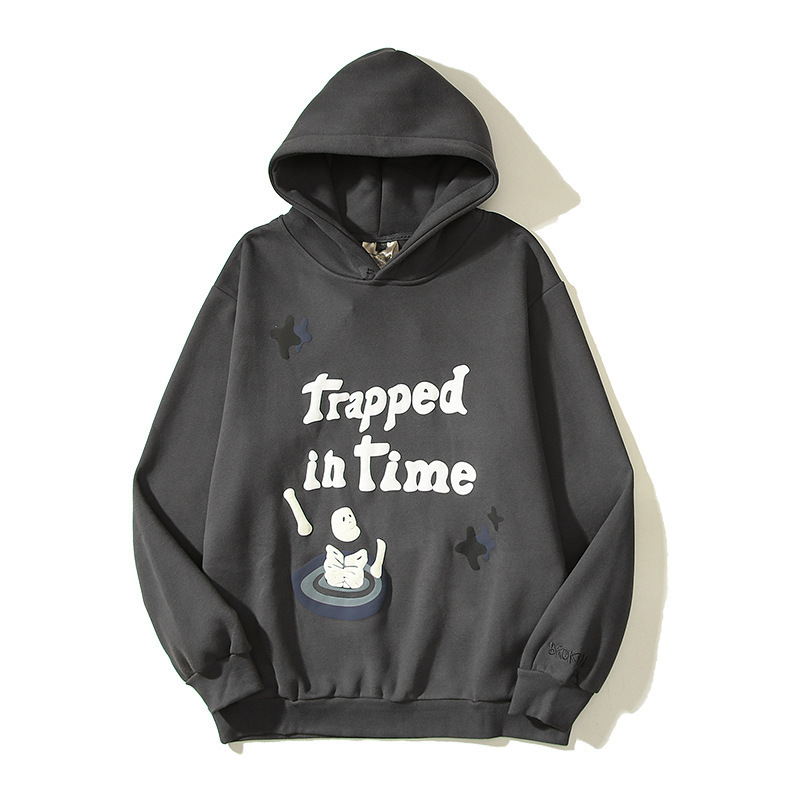 European and American high street Travis hip-hop street time swirl foam graffiti letters hoodie sweater cotton jacket - Image 4
