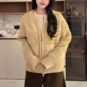 Women's Chunky-Knit Zipper Cardigan
