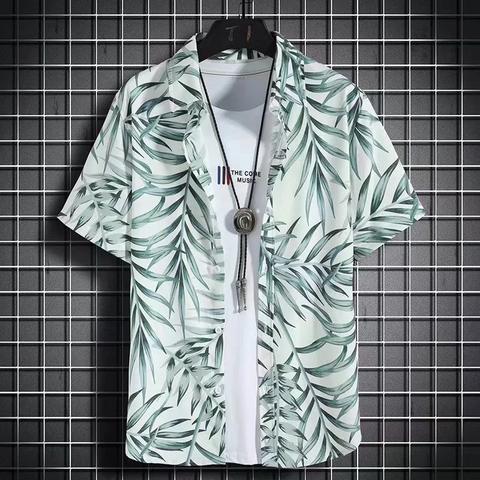 Summer short-sleeved shirts for men and women Hainan Sanya travel couples floral casual shirts summer Hong Kong style fashion - Image 4