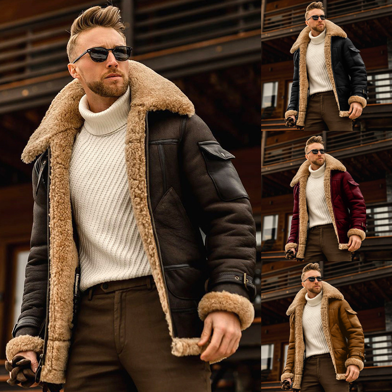 2021 autumn and winter new products fur all-in-one men's jacket Amazon medium and long foreign trade wholesale eBay thick coat - Image 5