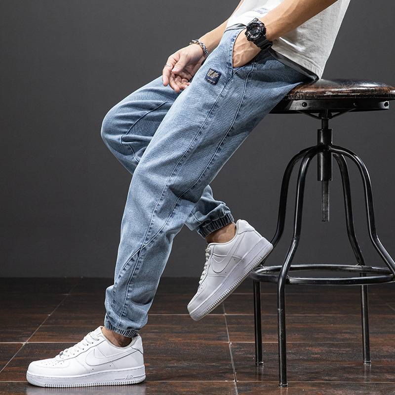 Men's jeans spring new Korean style casual trousers men's trousers trendy brand loose overalls leggings large size men's trousers - Image 6