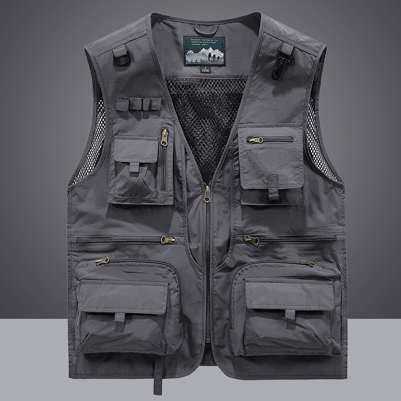 2024 Spring and Autumn New Mesh Vest Men's Casual Cross-Border Outdoor Multi-Pocket Fishing Photography Vest - Image 11
