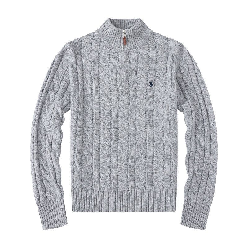 Foreign trade Paul Polo sweater men's half zip thickened twist pullover wool sweater embroidered pony logo new - Image 5