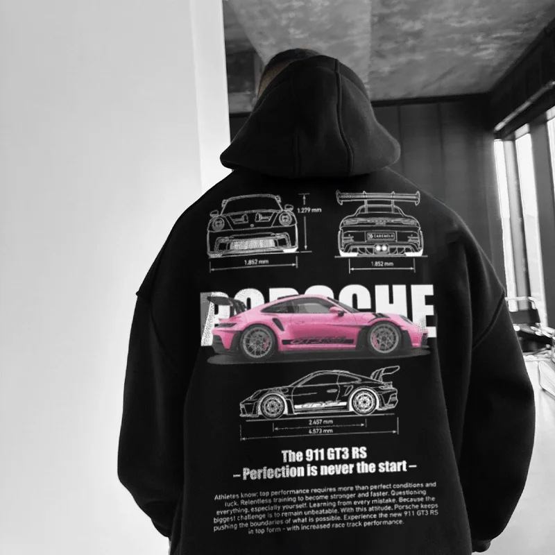 StreetcarHoodiePrintsMen Car Print Trendy Hoodie Loose Casual Versatile Hoodie - Image 27