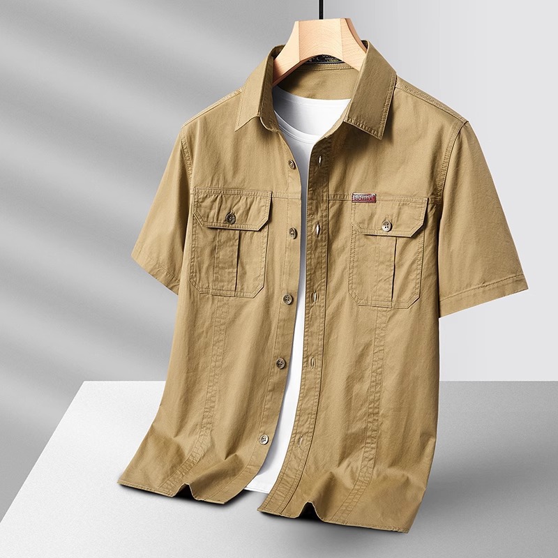 American-style workwear trendy casual short-sleeved shirt for men, new summer 2025 style, fashionable multi-pocket shirt jacket. - Image 5