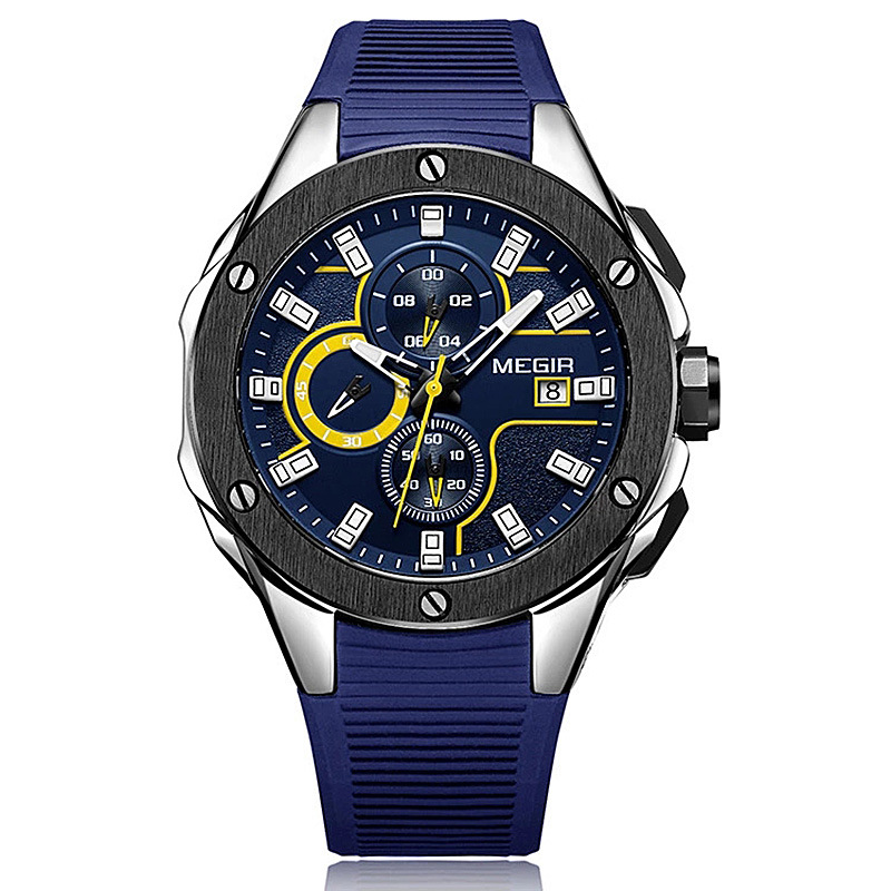 MEGIR cross-border explosive multifunctional fashion silicone strap sports quartz watch men's waterproof luminous wholesale watch - Image 2