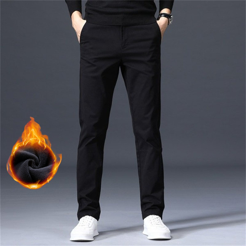 Men's casual pants autumn and winter plus fleece pants men's straight loose men's wear trousers business men's versatile workwear men's pants - Image 13