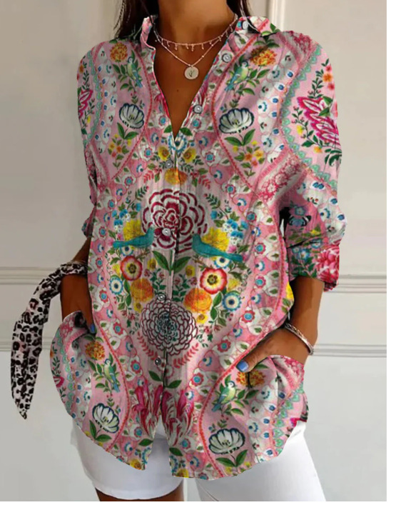 2024 New Women's Long Shirt, Summer European and American Trendy Short-Sleeve Floral Print 3D Short Sleeve Fashion - Image 15