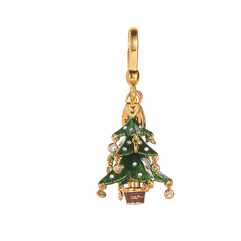 Qingdao Cross-border Trade Jewelry Enamel Glaze Diamond-set Green Christmas Tree Bell Pendant Christmas Ornament Necklace - Image 4