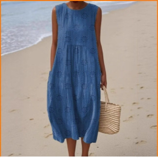 2025 European and American spring and summer new sleeveless casual printed temperament long skirt dress slim small fresh casual skirt - Image 3