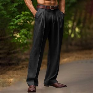 Men's Linen Straight-Leg Trousers