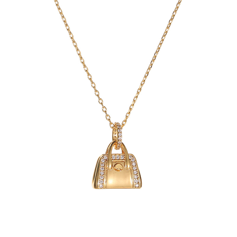 Qingdao Foreign Trade Cross-border Exquisite Commuter Diamond-encrusted 3D Gold Handbag Pendant Necklace Valentine's Day Birthday Gift - Image 6