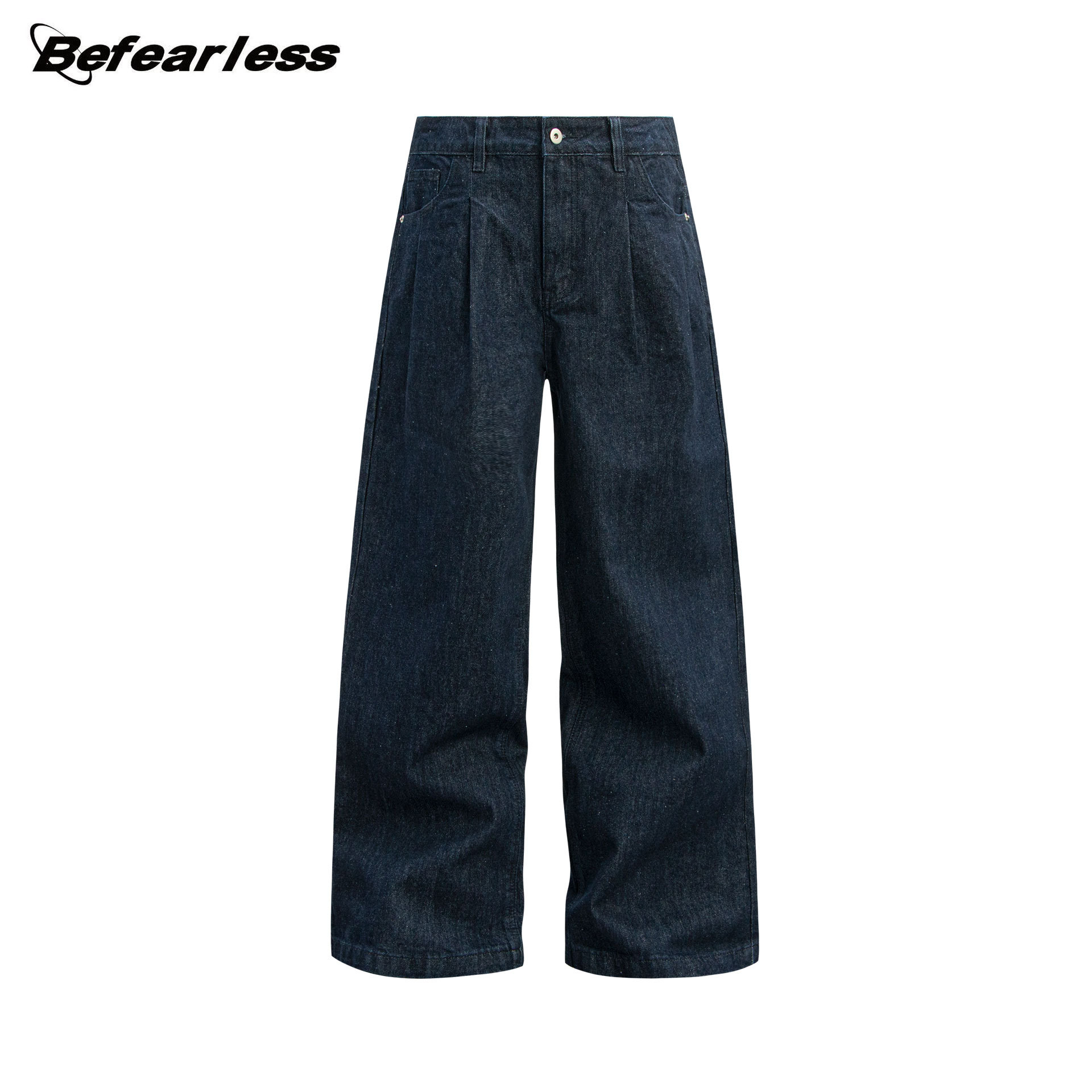 American retro raw denim scimitar jeans loose drape wide-leg pants sickle pants men's summer long pants - Image 9