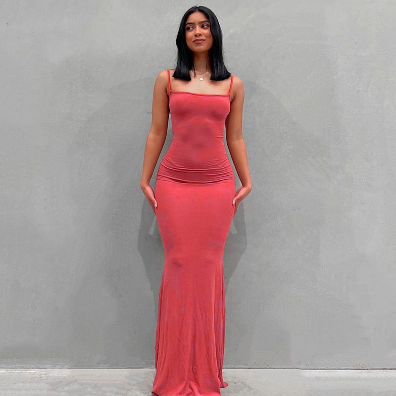 2023 European and American Kardashian skims replacement human peach pure desire slim peach hip suspender long fishtail skirt - Image 5