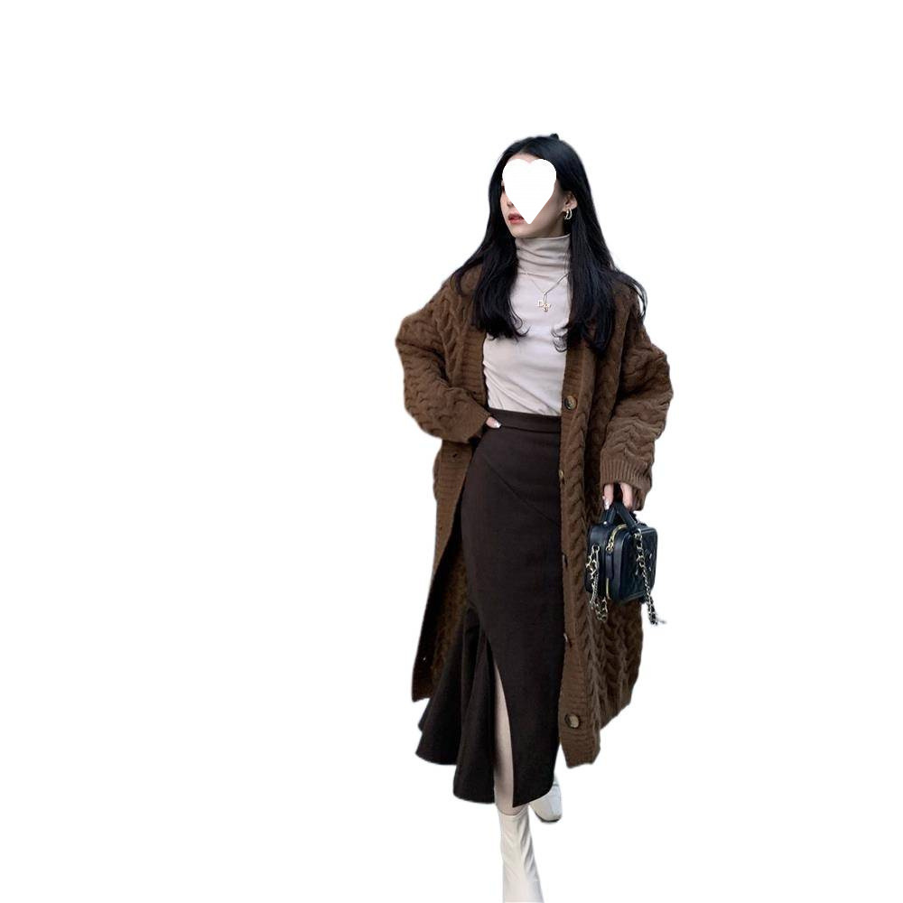 Women's Cardigan, Mid-Length, Spring/Winter New Style, Loose Fit, Korean Style, Elegant and Slimming Knitwear Coat Top - Image 5