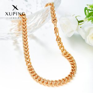 Xuping copper alloy plated with 18k gold, European and American style, simple and unique Cuban chain necklace, unisex.