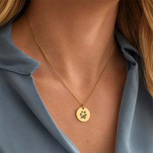 Cross-border Instagram style custom stainless steel necklace with pet paw print design, laser engraving, colorfast, a great gift for girls.