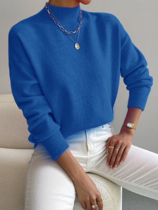 Cross-border autumn and winter turtleneck pullover long-sleeved sweater Amazon foreign trade women's fashion solid color loose knitted top - Image 8