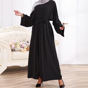 tik tok explosive 2-piece dress with belt dubai cross-border women's robe suit