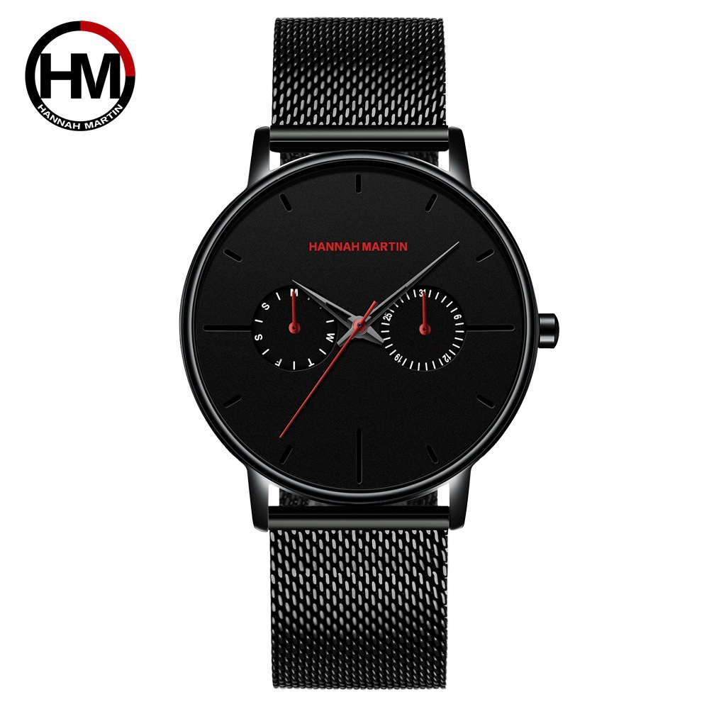 Men's multifunctional waterproof quartz watch top layer cowhide watch student trend niche brand ins business watch - Image 14
