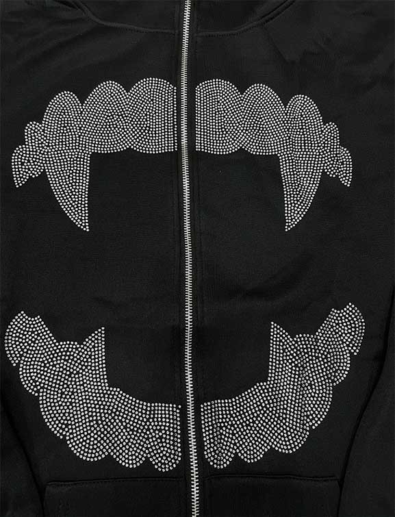 Trend ins autumn and winter new dark retro print plus velvet sweater male and female students loose hoodie jacket - Image 8