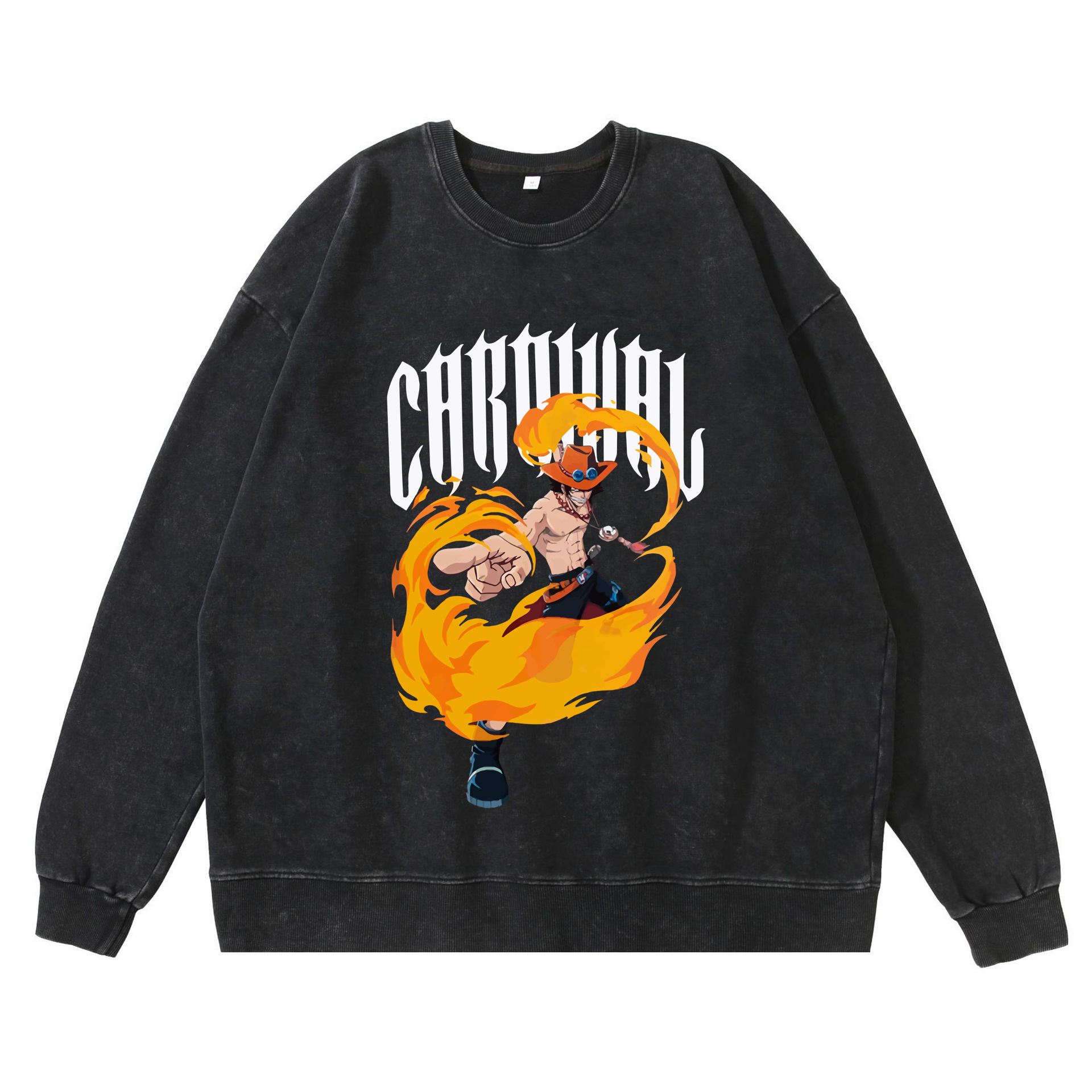 360g heavy washed retro sweatshirt street hip-hop anime American style pirate Luffy Zoro cotton autumn sweatshirt - Image 14
