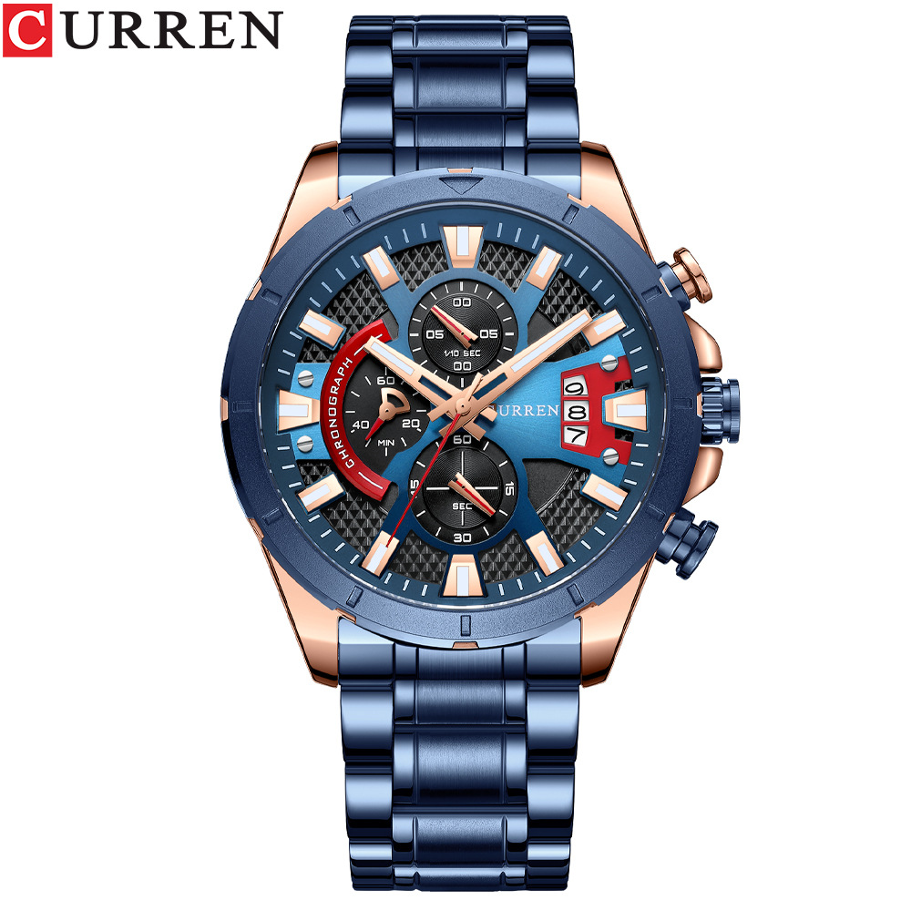 Curren/Careen 8401 Men's Watch Six Hand Watch Quartz Watch Steel Band Watch Calendar Men's Watch - Image 10