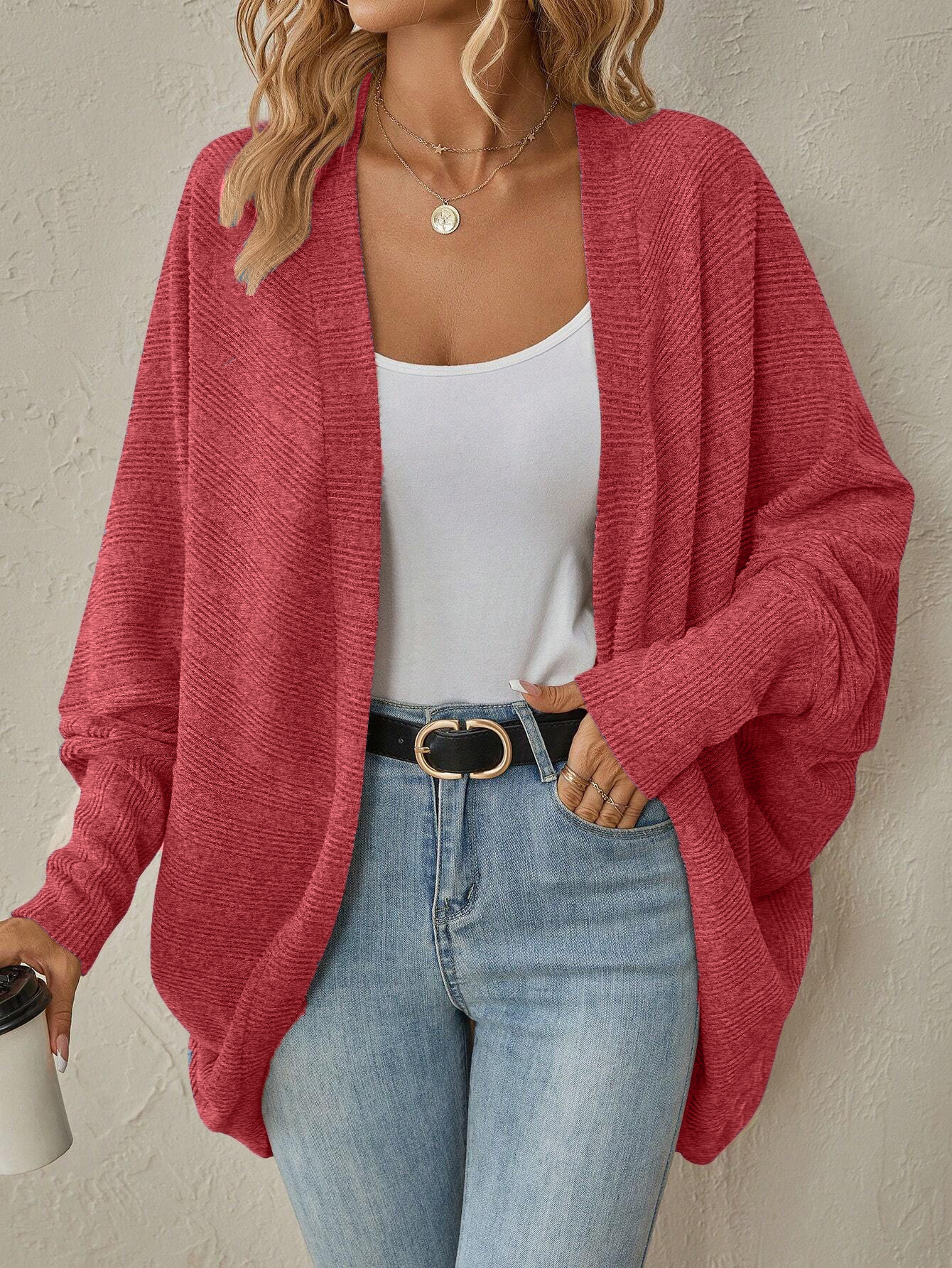 2025 European and American women's clothing autumn and winter new knitted cardigan AliExpress solid color cardigan mid-length knitted sweater - Image 6
