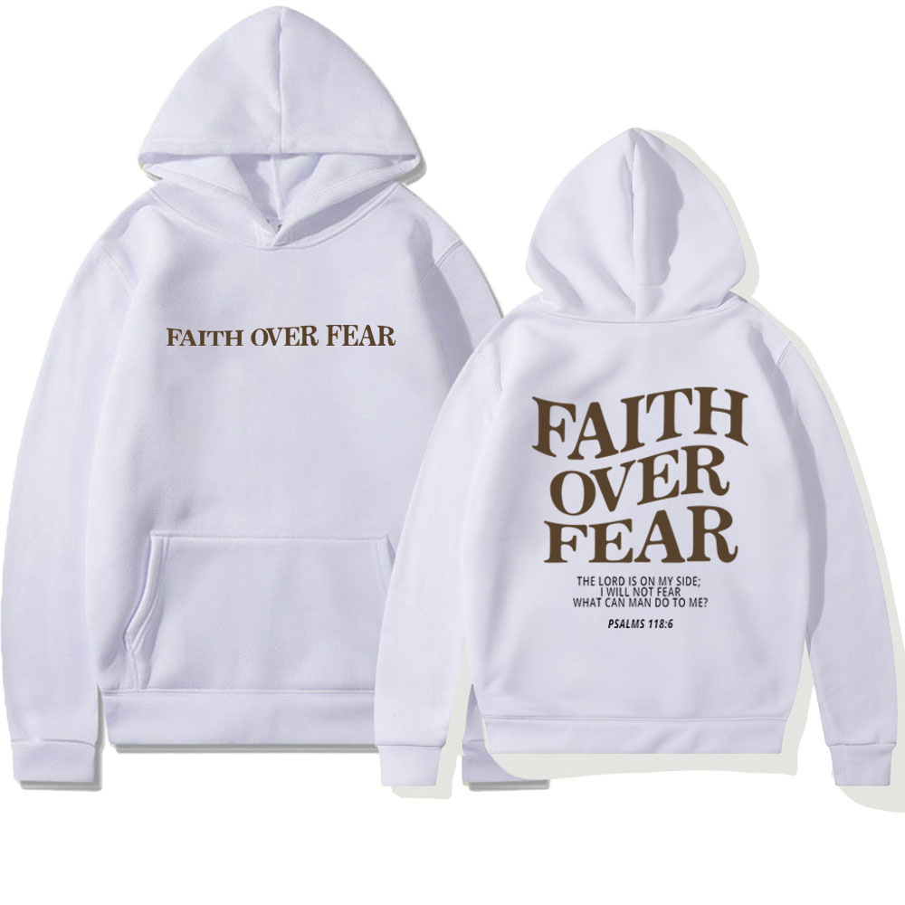 Foreign trade Amazon AliExpress new hooded long-sleeved FaithOverFear printed hooded sweatshirt - Image 9