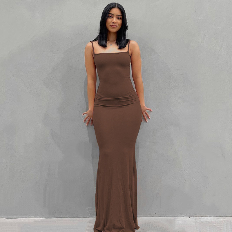 2023 European and American Kardashian skims replacement human peach pure desire slim peach hip suspender long fishtail skirt - Image 10