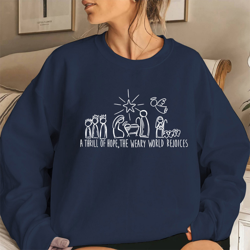 Christian Christmas Sweatshirt Nativity Scene Sweater - Image 4