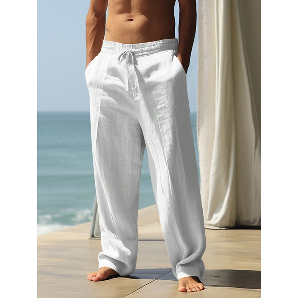 TIMU Men's Casual Linen Pants, Cotton Linen, Loose Fit, Breathable Long Pants, Available for Spot Import, Cross-Border, Independent Websites, Wish, AliExpress. - Image 11