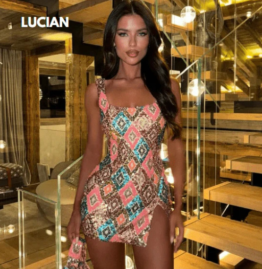 Cross-border women's clothing wholesale spring and summer new fashion color matching short skirt half-length multi-color hip skirt slit hip skirt - Image 10