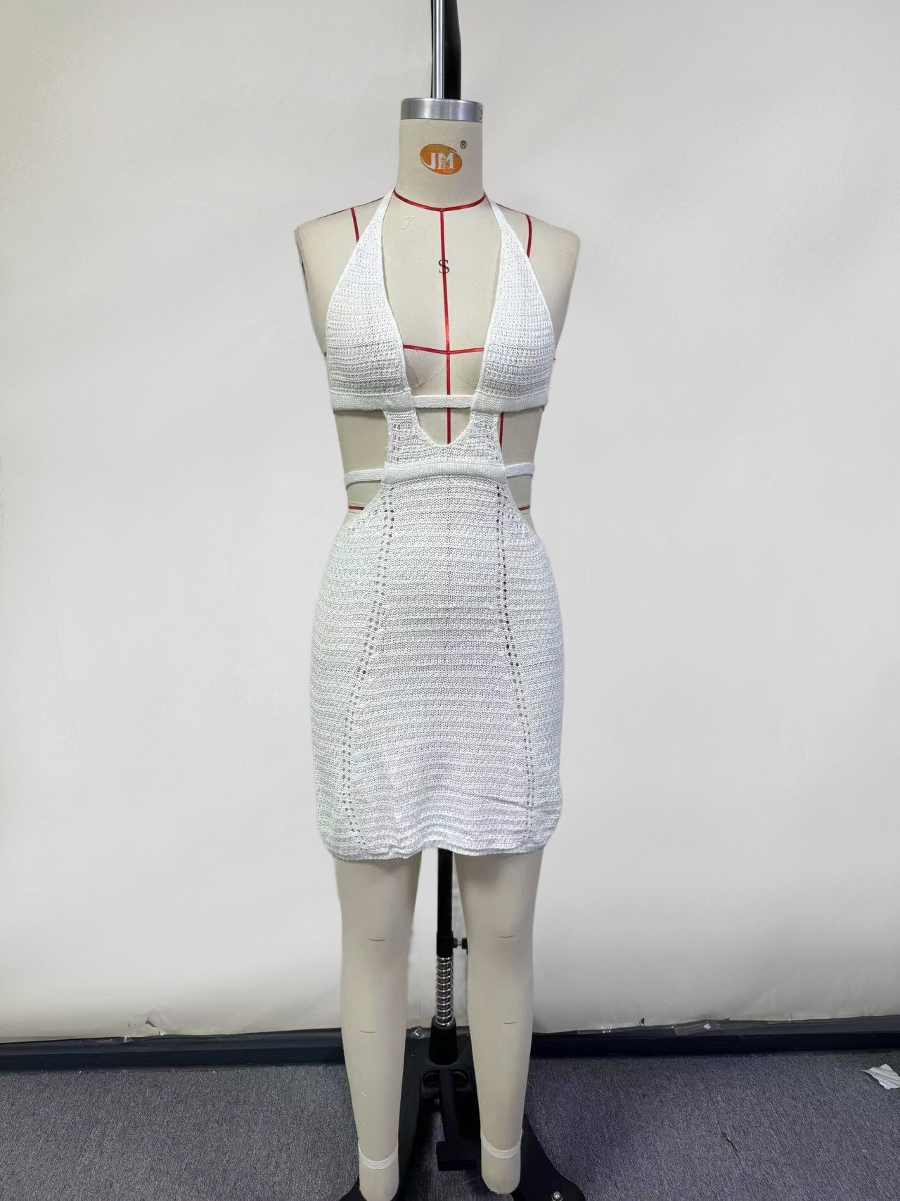 2023 European and American ins style hot selling new sexy street style pure desire halter neck wrap chest hollow lace dress female - Image 8