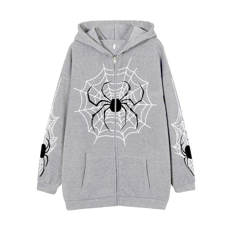 Cross-border youth spider web metal zipper sweatshirt street trend spring and autumn hoodie American retro casual jacket for men - Image 15