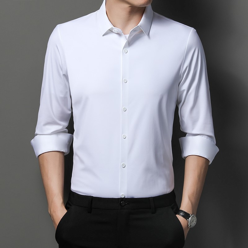 Pierre Cardin High-end Men's Silk Long-Sleeved Shirt, Thin Style, Autumn and Spring, Business Casual, Wrinkle-Free Shirt - Image 7
