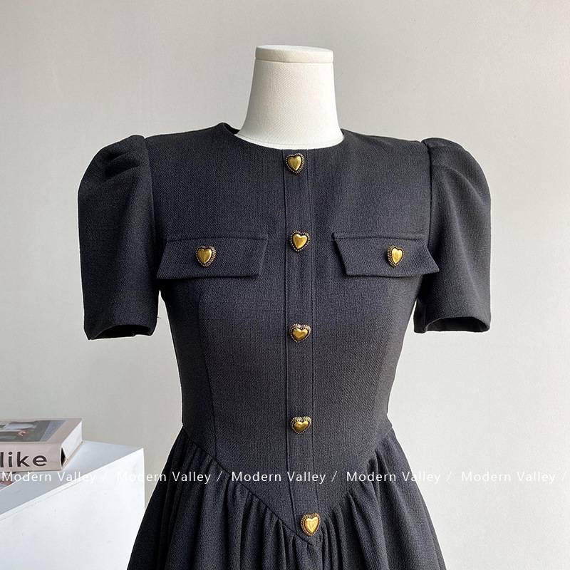 French retro small fragrance style temperament lady dress 2023 new style niche design waist slimming A-line skirt - Image 3