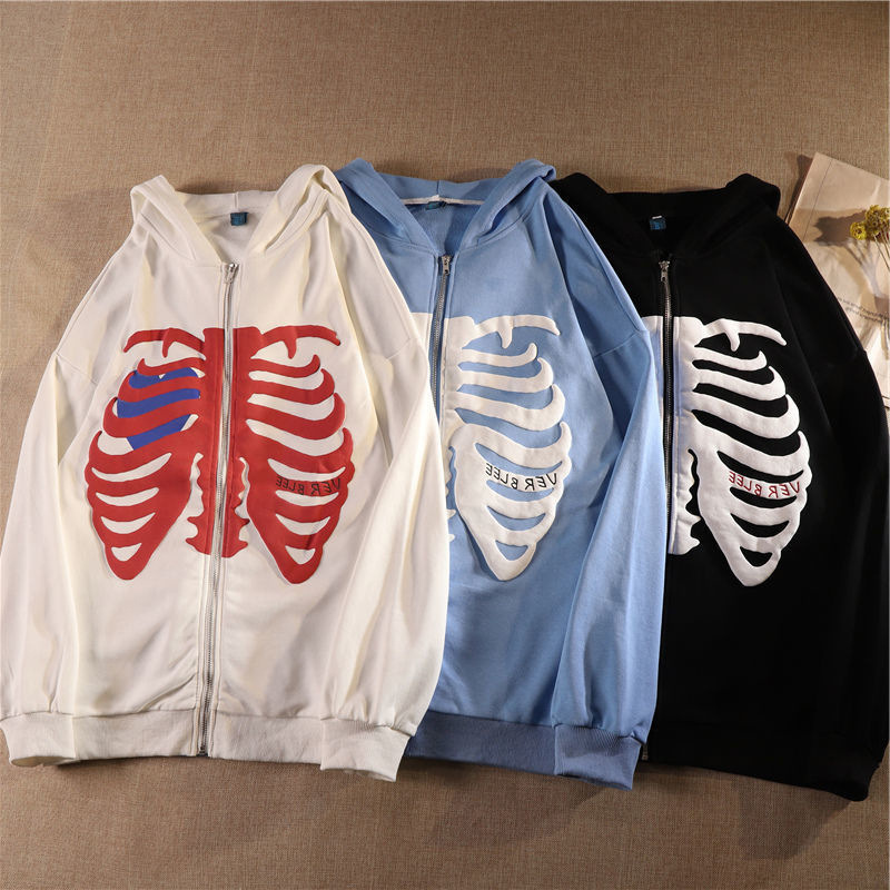 2023 skull print zipper long-sleeved jacket - Image 3