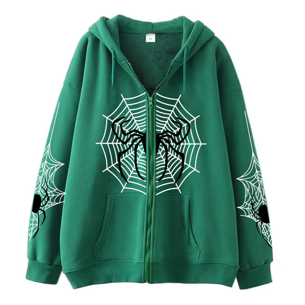 Cross-border youth spider web metal zipper sweatshirt street trend spring and autumn hoodie American retro casual jacket for men - Image 5