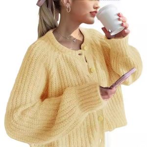 2025 Autumn/Winter New Cross-Border Amazon Knitwear, European and American Loose-fitting Lazy Style Solid Color Long-sleeved Cardigan Sweater for Women