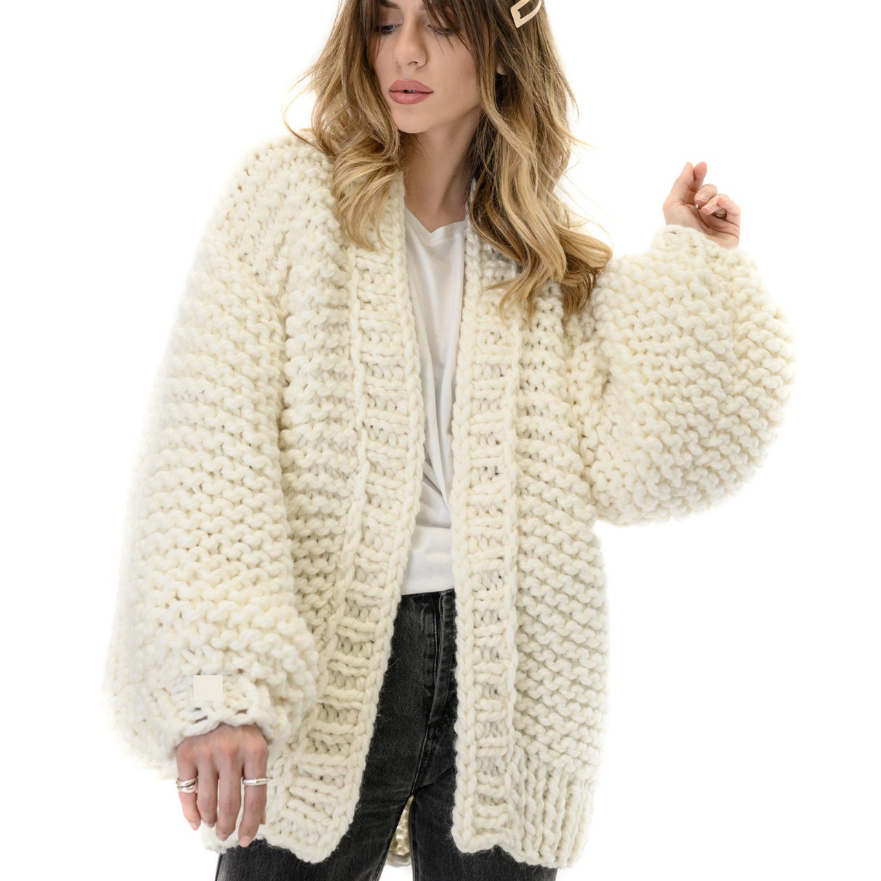 In stock, autumn/winter hand-knitted, relaxed-fit coat from Amazon, a popular cross-border e-commerce sweater among European and American bloggers. - Image 3