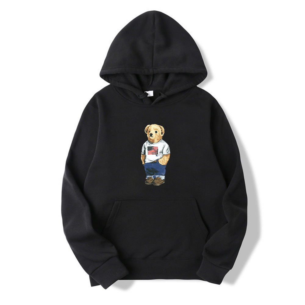 Bear print spring and autumn 2021 thickening new leisure sports hooded long-sleeved sweater AliExpress - Image 15