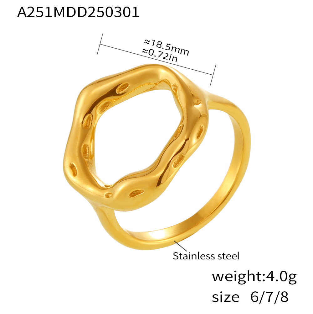 Sugar cube personalized minimalist geometric irregular earrings and rings, stainless steel gold-plated jewelry for women, colorfast. - Image 9
