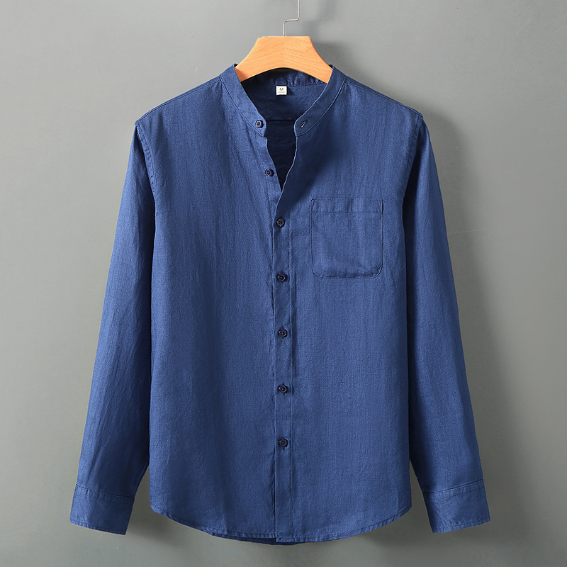 Summer linen short-sleeved shirt for middle-aged men's business casual pure linen pocket shirt loose cardigan half-sleeved linen clothing - Image 17