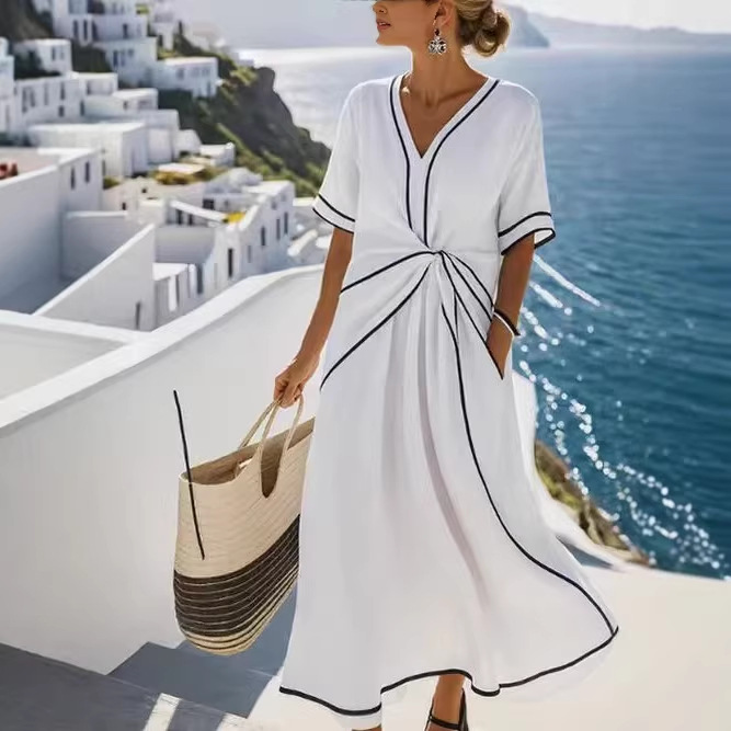Independent website's new summer European and American style Bohemian elegant dress, cross-border style commuter long dress - Image 4